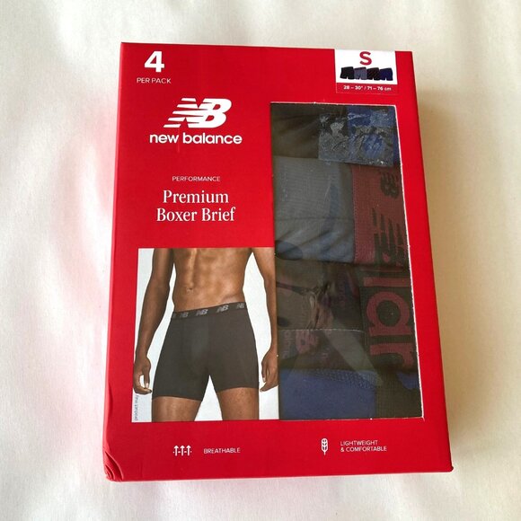 New Balance 4 Pack Men's Performance Premium Boxer Briefs Small Multicolor NEW - Picture 1 of 7